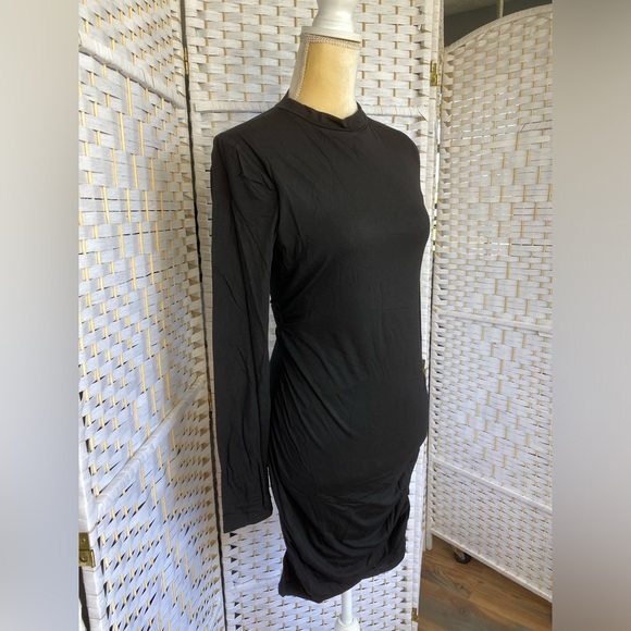 NWT Hem & Thread Black Silhouette MIDI Dress size S Side Ruching - Picture 5 of 8